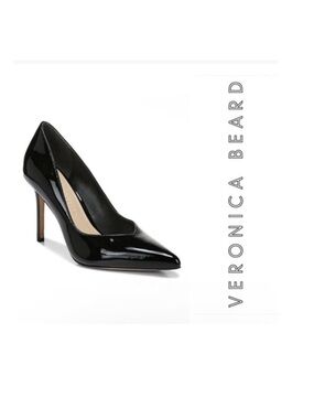 VERONICA BEARD Nathalia pointed toe black patent leather pumps size 8.5